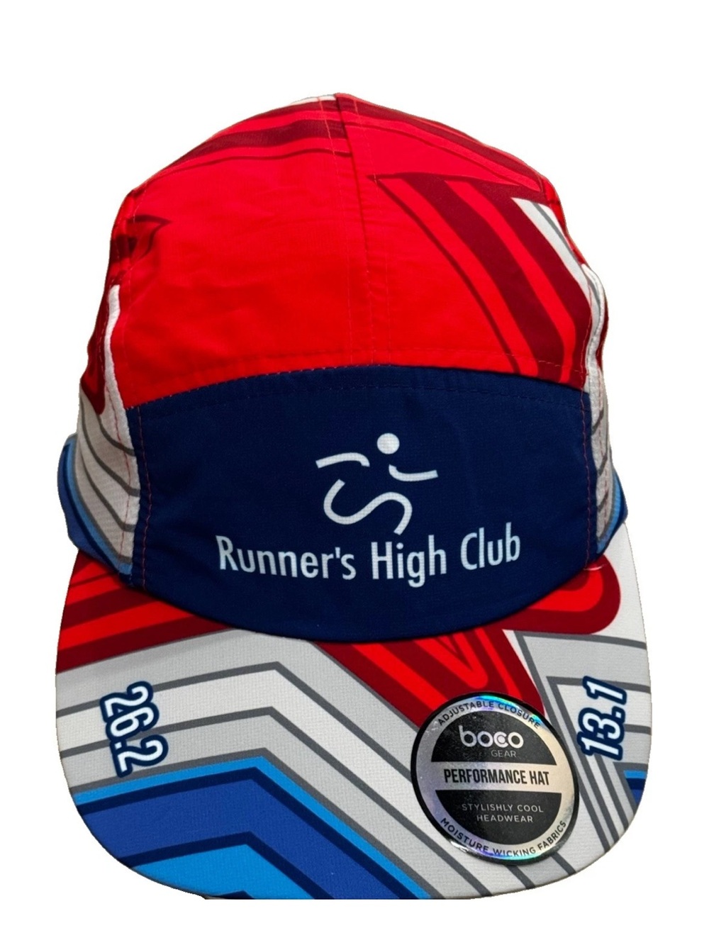 BOCO Performance Hat Runner’s High Club OSFM Red Moisture Wicking Headwear NWT